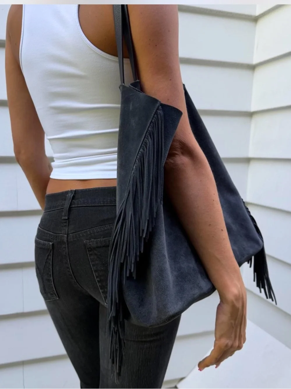 All saints fringe tote bag